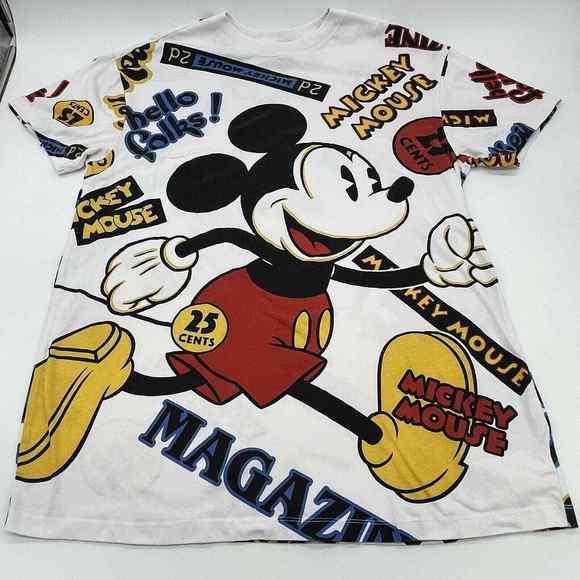 Vtg Disney Night Shirt Womens Size XL Mickey Mouse Magazine All Over Print AOP - Picture 1 of 5
